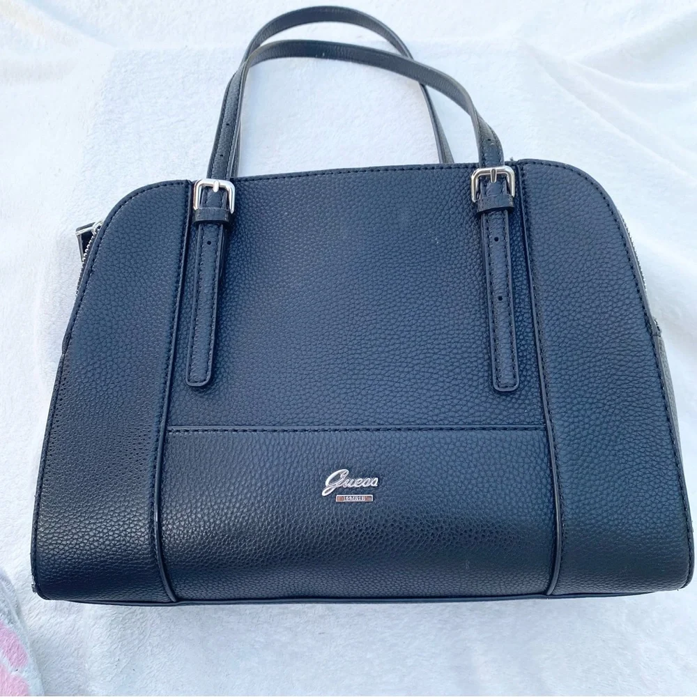 Guess‎ Black Satchel with Silver Hardware